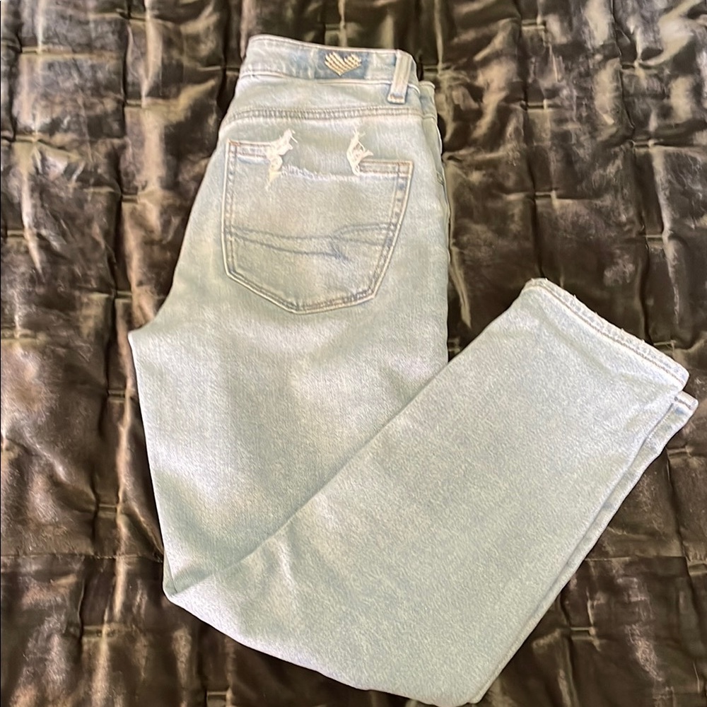 AMERICAN EAGLE Stretch Jeans Light Blue Straight Leg Jeans Vintage Appeal